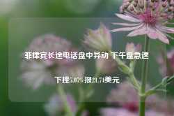 菲律宾长途电话盘中异动 下午盘急速下挫5.07%报21.74美元