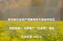 四川银行业资产规模等四大指标持续位列西部第一 对房地产“白名单”项目已放款超1600亿元